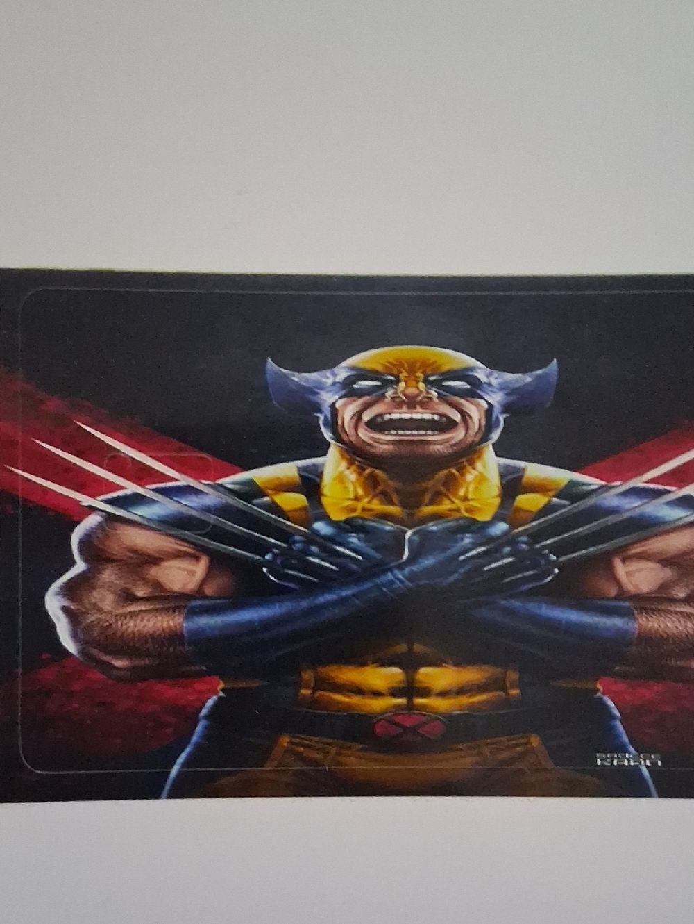 Wolverine Comic Art Poster - Yellow & Blue Debit Card Sticker